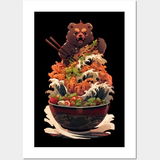 Bear aggressively eats ramen Posters and Art